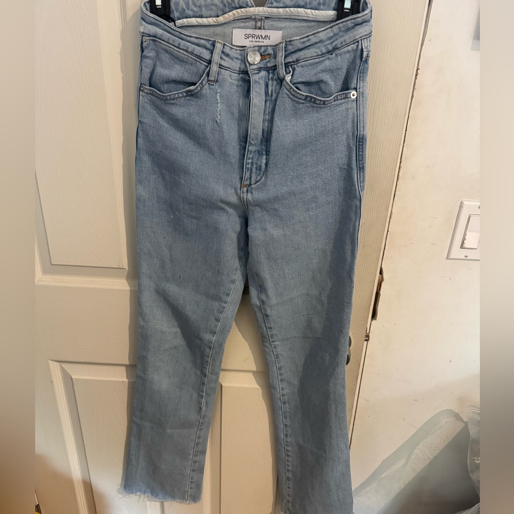 SPRWMN Francoise Light Wash Micro Flare Slim Fit High Rise Jeans Women's 26 - Picture 6 of 16